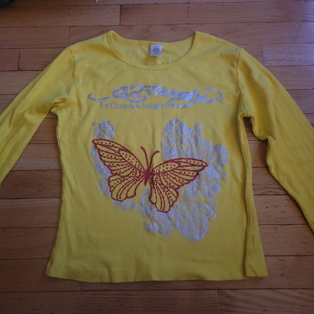 Ed Hardy Yellow XL Long Sleeve Shirt